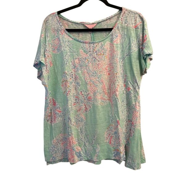Lilly Pulitzer Mikela 100% Linen T-shirt sz XL - Picture 1 of 8